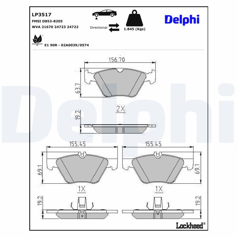 Bremsbelagsatz, Scheibenbremse