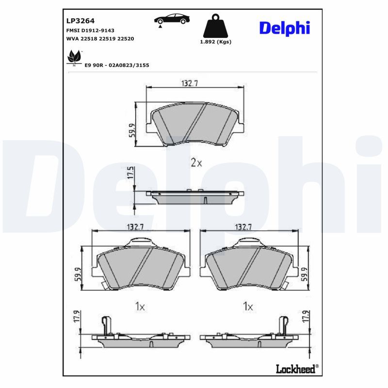 Bremsbelagsatz, Scheibenbremse