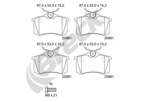 Bremsbelagsatz, Scheibenbremse