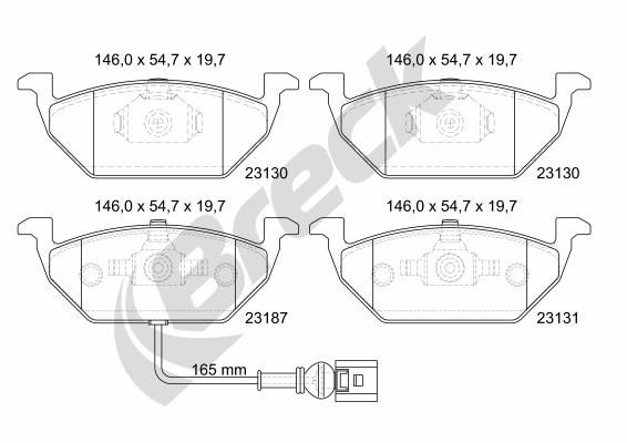 Bremsbelagsatz, Scheibenbremse
