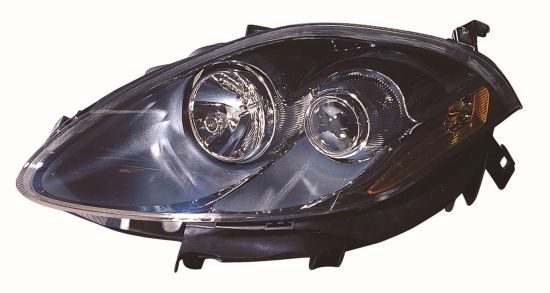 Scheinwerfer L (H1/PY24W/W5W, elektrisch, mit motor, schwarzer Rahmen, einsatzfarbe: grau) passt zu: FIAT BRAVO II 03.10-07.14