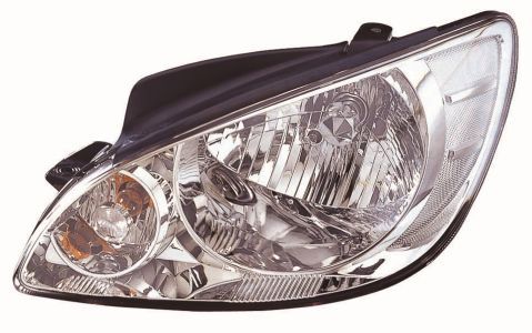 Scheinwerfer L (H4, elektrisch, mit motor, einsatzfarbe: chrom, blinkerfarbe: durchsichtig) passt zu: HYUNDAI GETZ 09.02-08.05