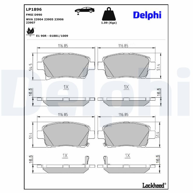 Bremsbelagsatz, Scheibenbremse