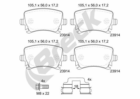 Bremsbelagsatz, Scheibenbremse