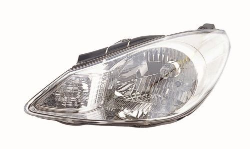 Scheinwerfer R (H4, elektrisch, mit motor, einsatzfarbe: chrom, blinkerfarbe: durchsichtig) passt zu: HYUNDAI i10 I PA 12.07-04.11