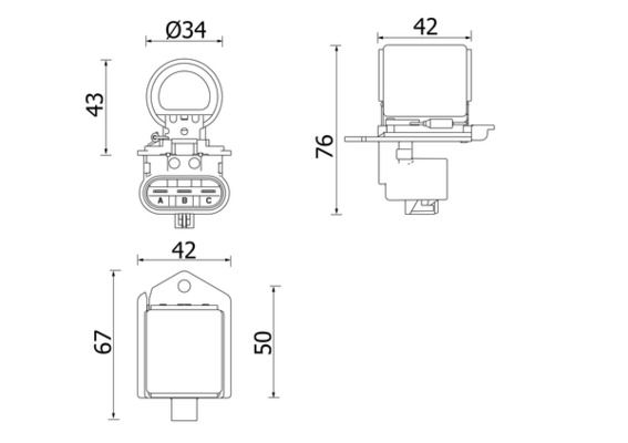 Vorwiderstand, Elektromotor (Kühlerlüfter)