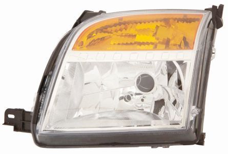 Scheinwerfer L (H4, elektrisch, mit motor, einsatzfarbe: chrom, blinkerfarbe: orange) passt zu: FORD FUSION JU 09.05-12.12