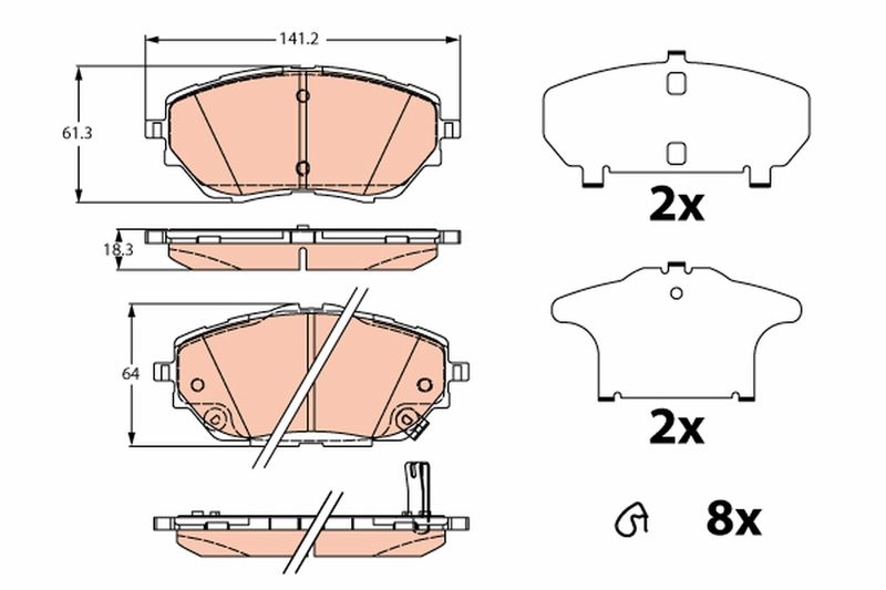 Bremsbelagsatz, Scheibenbremse