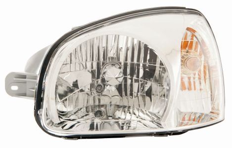 Scheinwerfer R (H4, Manuell, ohne motor, einsatzfarbe: chrom, blinkerfarbe: durchsichtig) passt zu: HYUNDAI SANTA FE I SM 08.00-03.06
