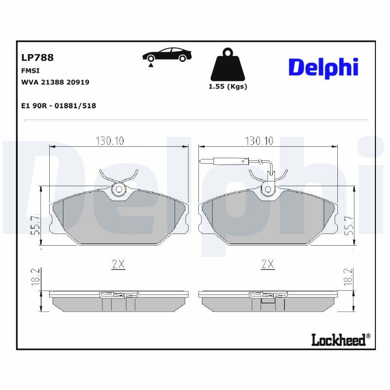 Bremsbelagsatz, Scheibenbremse