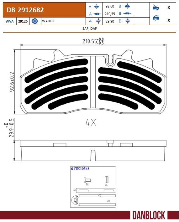 Bremsbelagsatz, Scheibenbremse